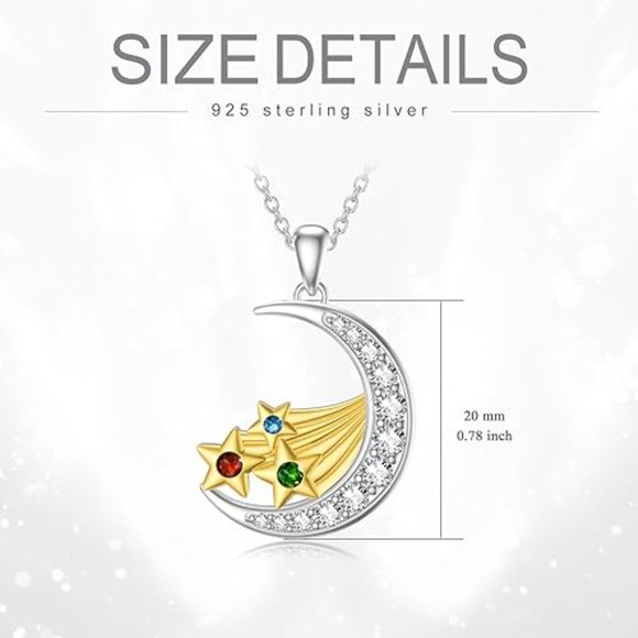 Crescent Moon & Star Necklace with Cubic Zirconia Shooting Star - Picture 7 of 8